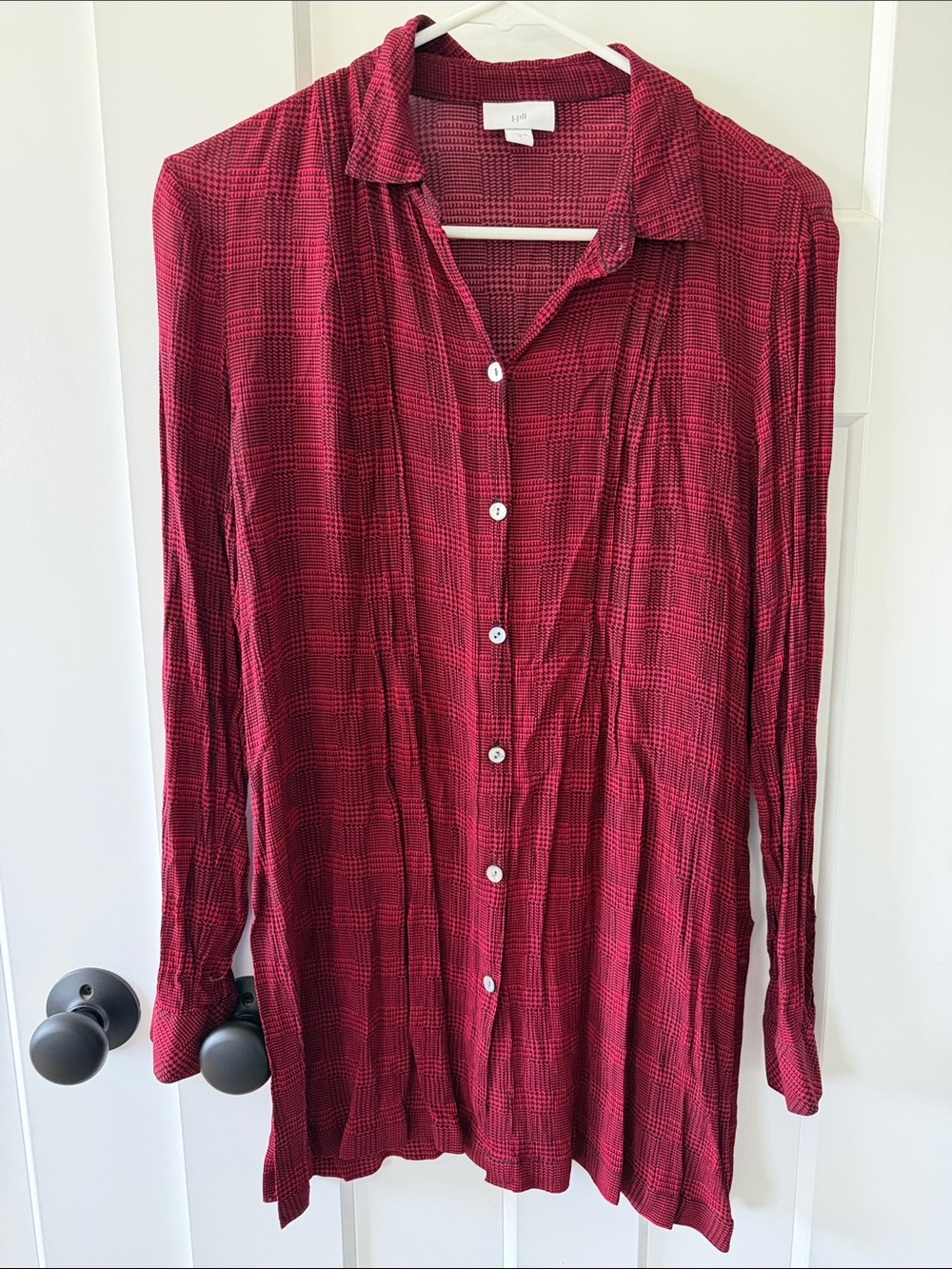 J. Jill Red Plaid Button-Front Blouse